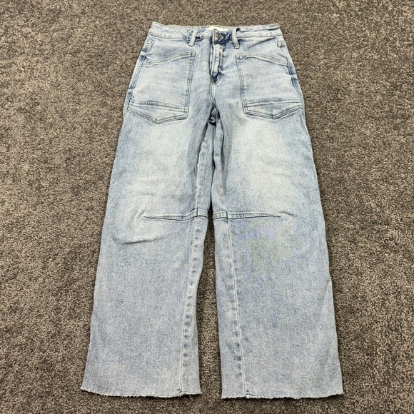 Vervet Jeans Womens 28 Blue Cropped Wide Preppy City Casual Pockets Denim - Picture 1 of 9